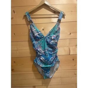 Assets by Sara Blakely Spanx Womens Med One Piece Swimsuit Paisley